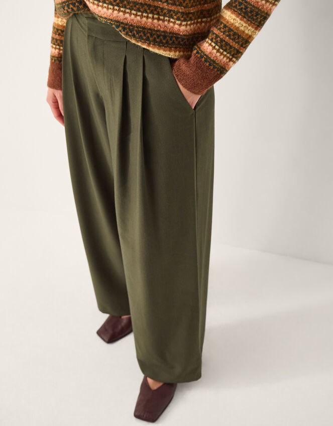 Esther Pleated Trousers, Green (KHAKI), large