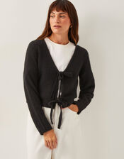 Tina Tie Front Cardigan, Black (BLACK), large