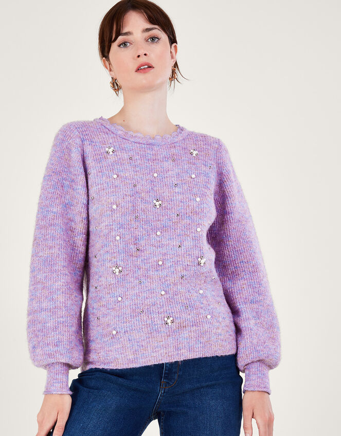 Pearl and Crystal Jumper, Purple (LILAC), large