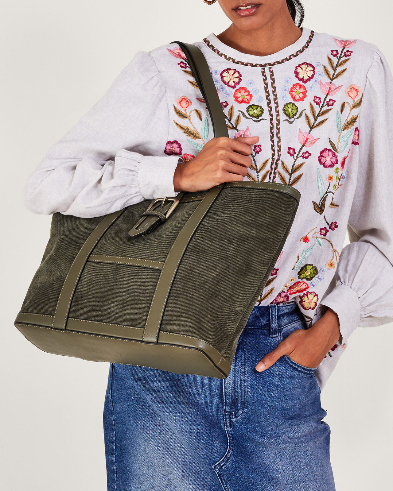 Cord Saddle Tote Bag