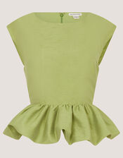 Dahlia Sleeveless Peplum Top, Green (PALE GREEN), large