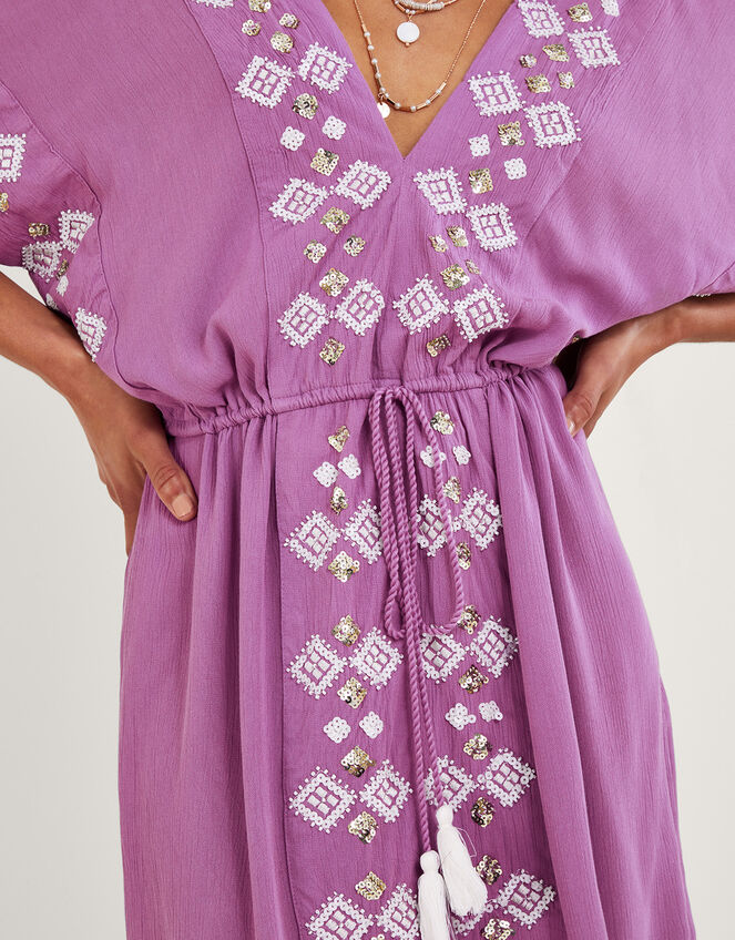 Embellished V-Neck Kaftan, Purple (LILAC), large