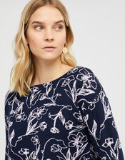 Jean Knit Jumper with Wool and Recycled Polyester, Blue (NAVY), large