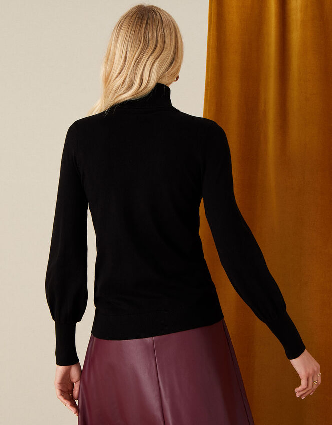 Studded High Neck Knit Jumper, Black (BLACK), large