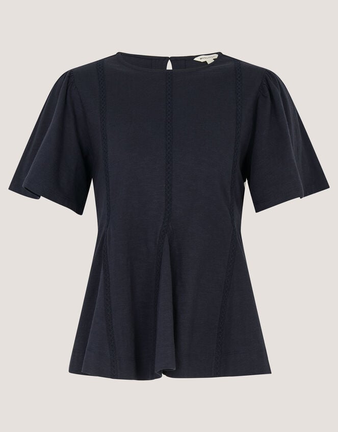 Tate Lace Peplum T-Shirt, Blue (NAVY), large