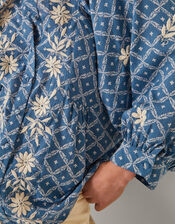 Deniz Print Embroidered Shirt, Blue (BLUE), large