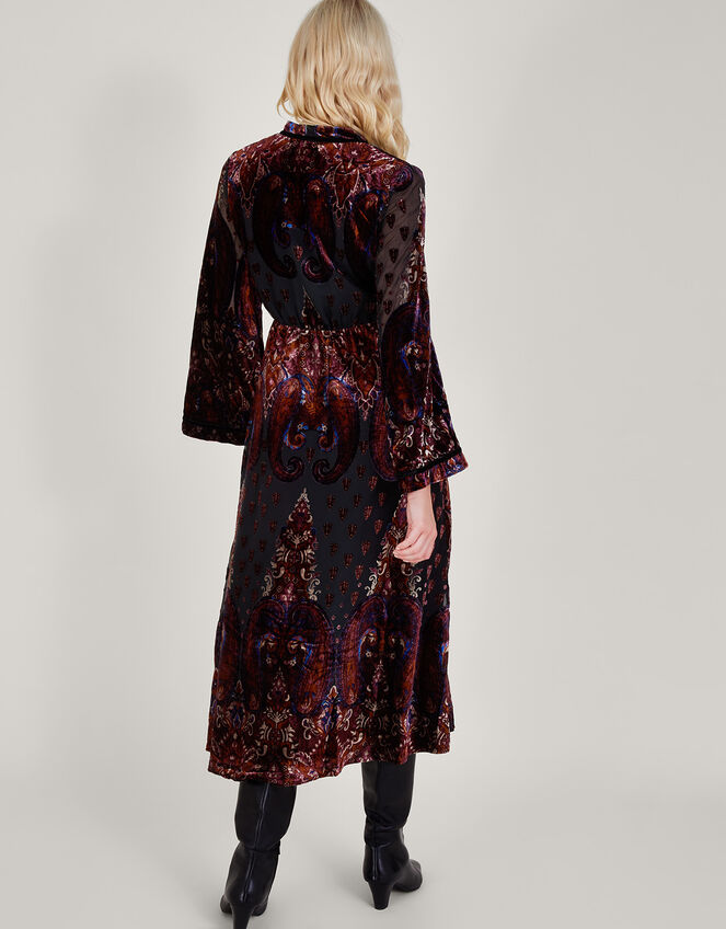Peri Paisley Devore Dress, Black (BLACK), large