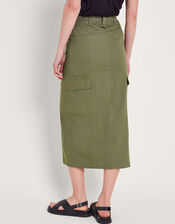 Lucia Cargo Midi Skirt, Green (KHAKI), large