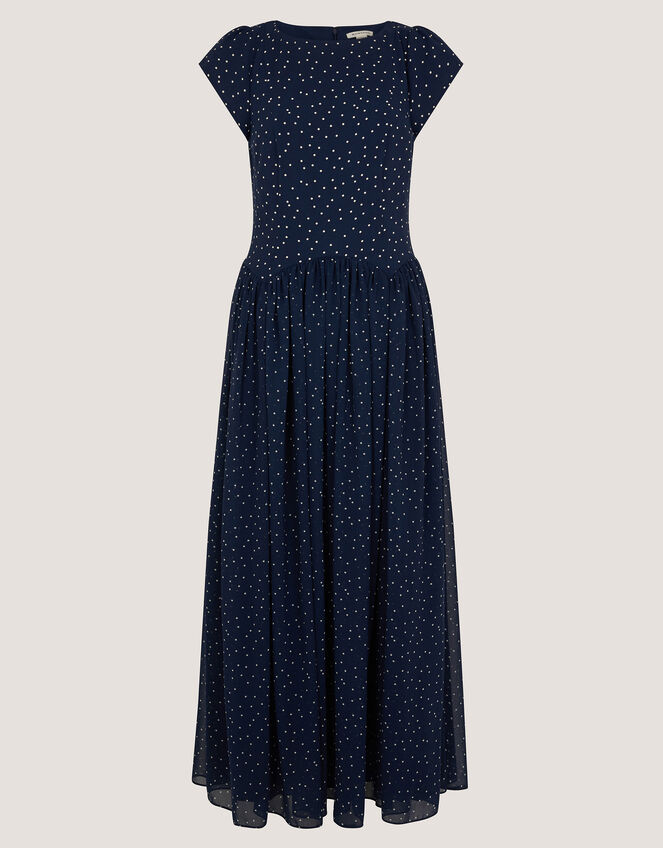 Caitie Polka Dot Midi Dress, Blue (NAVY), large