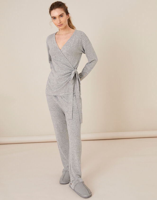 LOUNGE Jules Wrap Top, Grey (GREY), large