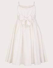 Orelia Strappy Sequin Satin Dress, White (WARM IVORY), large