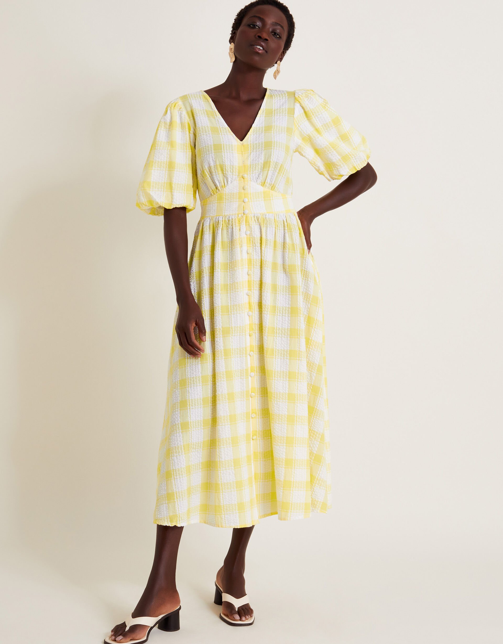 Yellow sheath midi dress deals