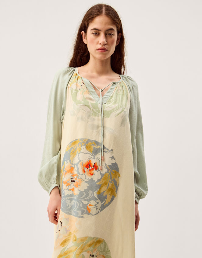 Clemence Amelie Floral Dobby Midi Dress Cream