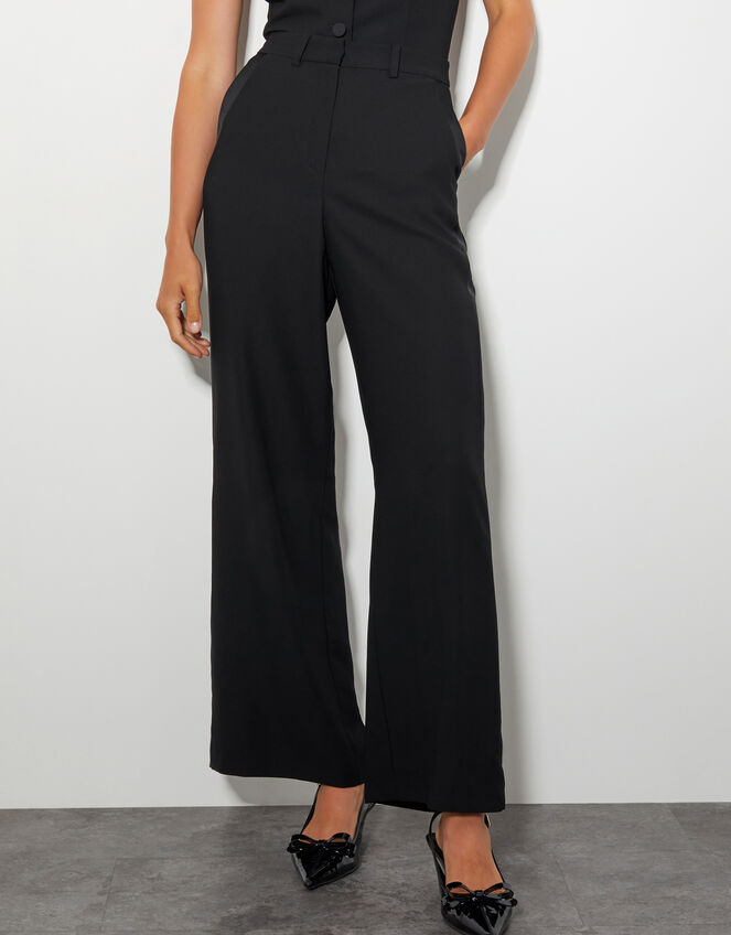 Ava Tuxedo Wide Leg Trousers, Black (BLACK), large