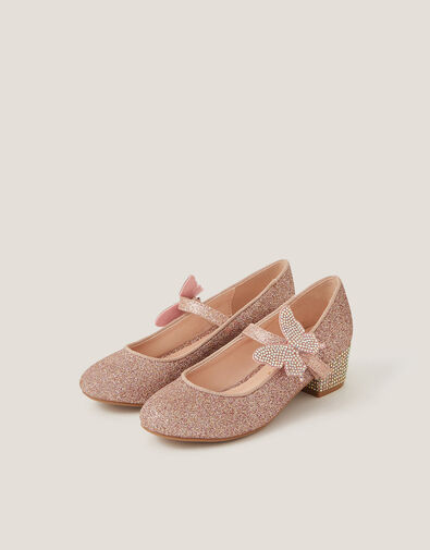 Glitter Butterfly Strap Heels, Pink (PINK), large