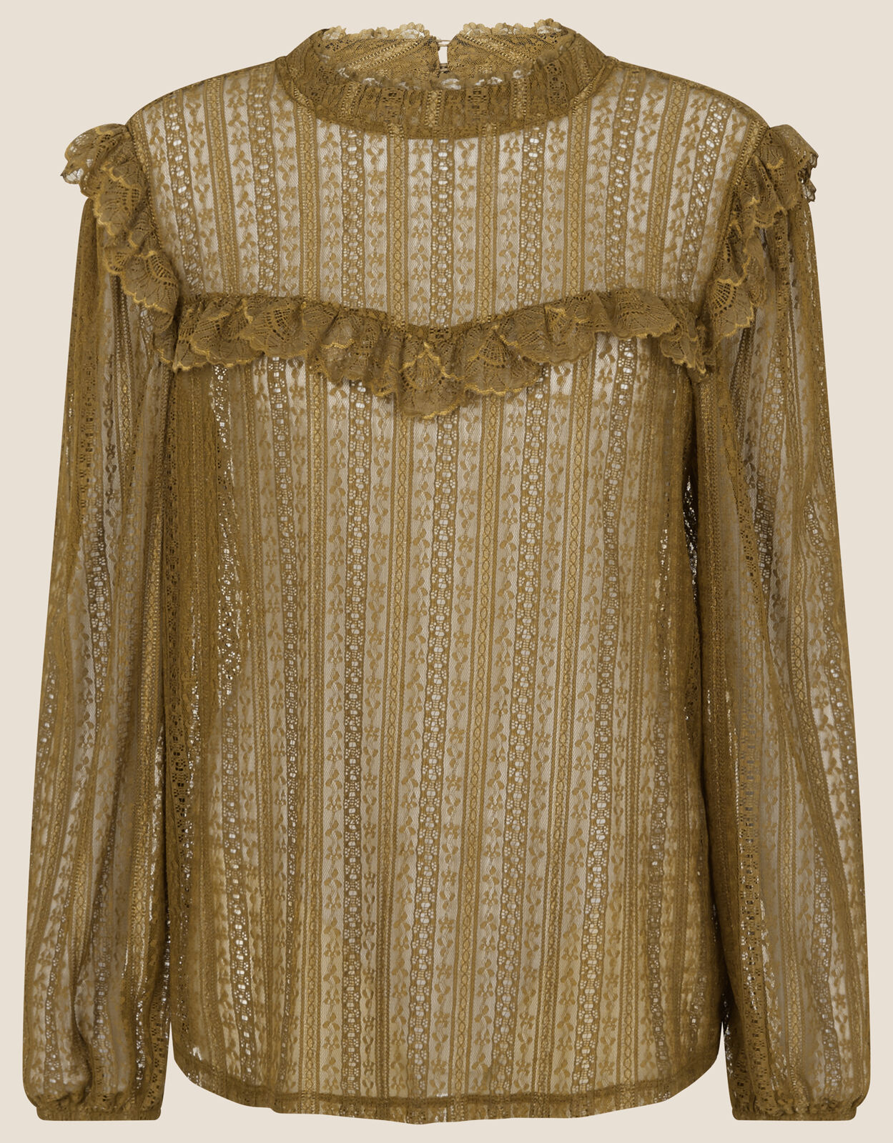 Lulu Lace Frill Long Sleeve Top Yellow | Lace Tops | Monsoon UK.