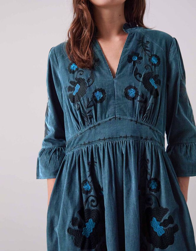 East Odelia Floral Embroidered Maxi Dress, Blue (NAVY), large