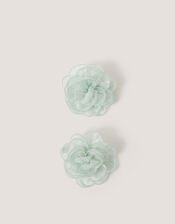 2-Pack Bridesmaid Flower Hair Clips, Green (SAGE), large