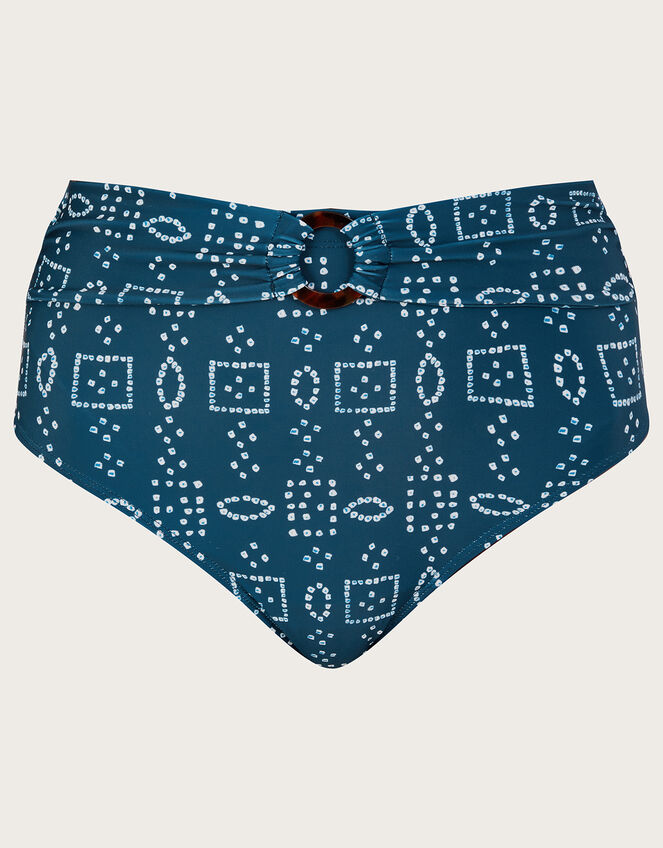 Batik Dye Print Bikini Bottoms with Recycled Polyester, Blue (NAVY), large