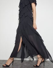 Renata Ruffle Maxi Dress, Black (BLACK), large