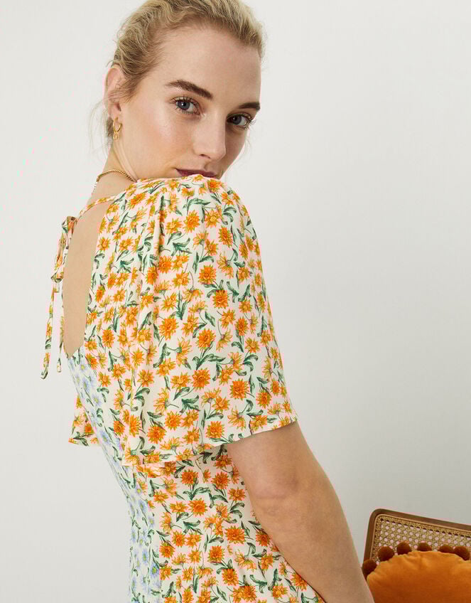 Ditsy Patch Print Midi Dress in LENZING™ ECOVERO™, Ivory (IVORY), large