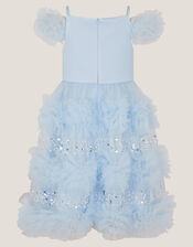 Nyla Embellished Ruffle Party Dress, Blue (PALE BLUE), large