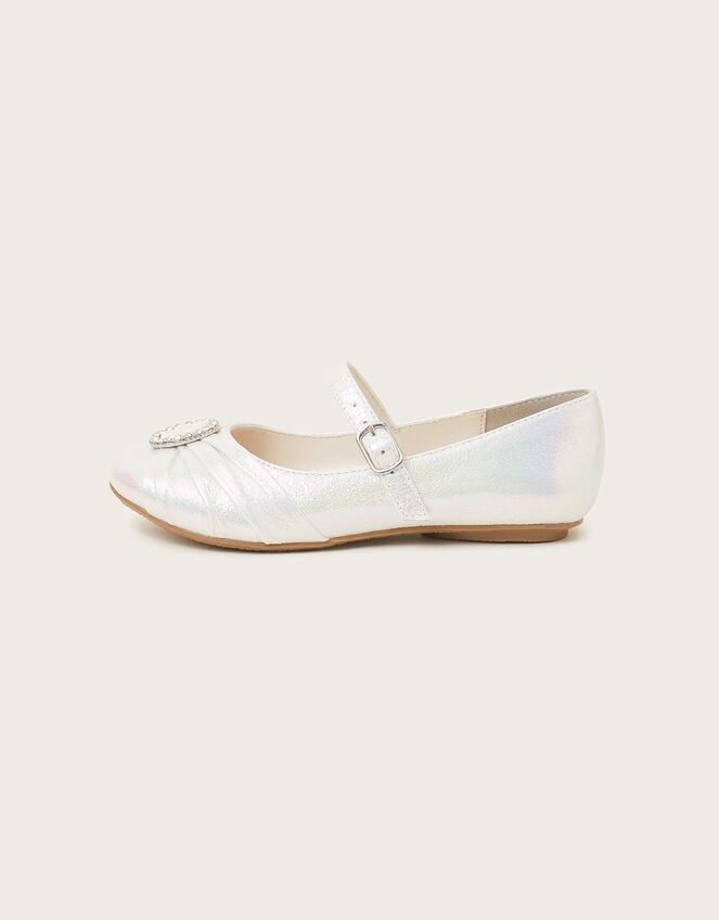 Pleated Ballet Flats, Ivory (IVORY), large