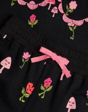 Mushroom Print Top and Joggers Set, Black (BLACK), large