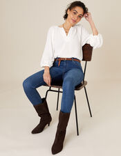 Button Front Blouse with Sustainable Viscose, Ivory (IVORY), large