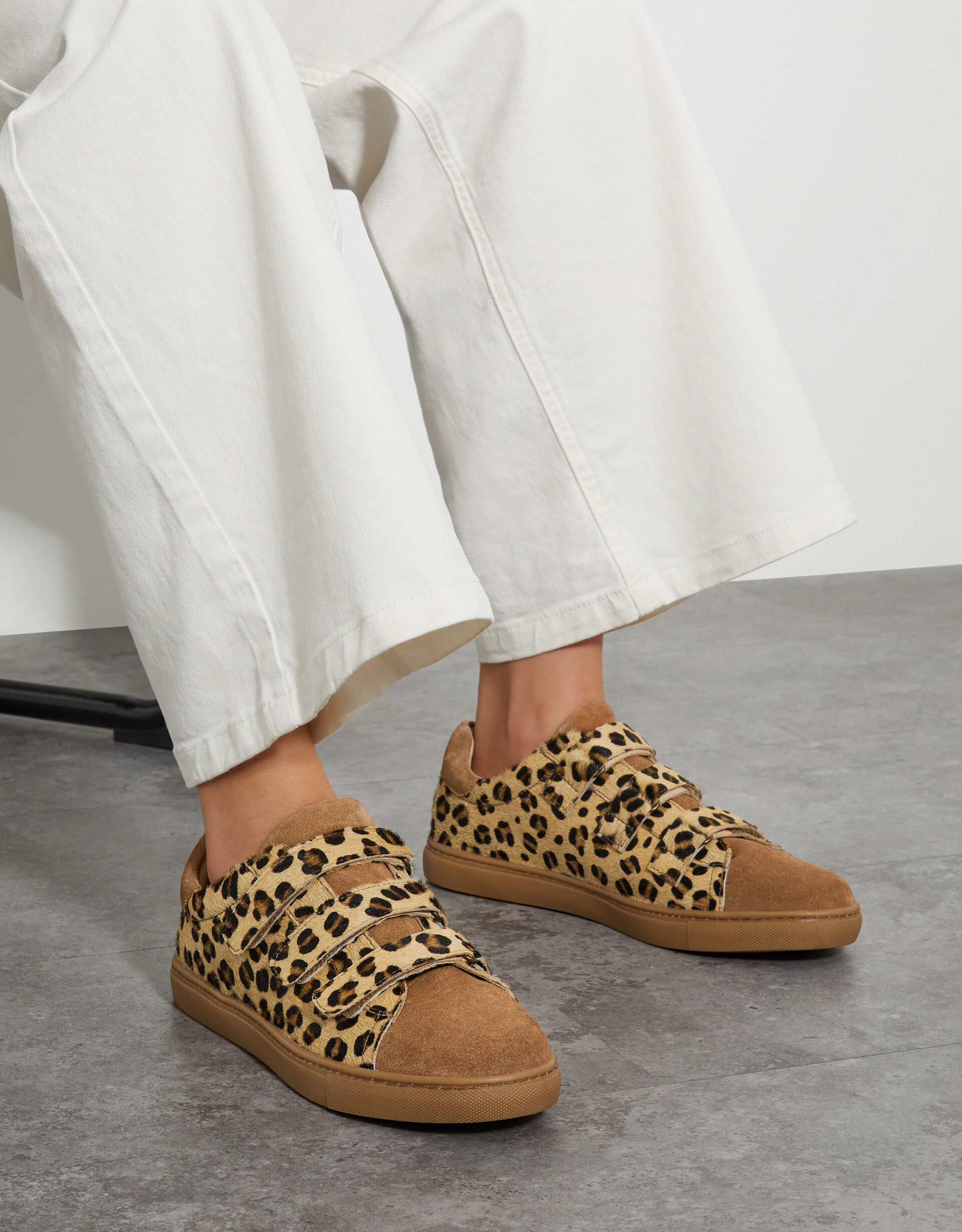 Lia Suede Leopard Print Trainers Multi Women s Shoes Monsoon UK