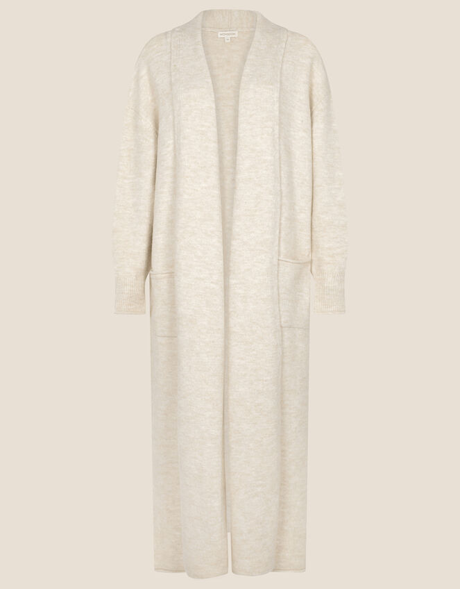 Longline Cardigan with Recycled Polyester Ivory, Cardigans