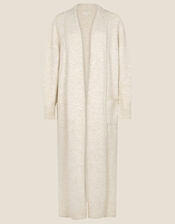Longline Cardigan with Recycled Polyester, Ivory (IVORY), large