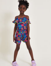 Sketchy Floral Playsuit, Blue (NAVY), large