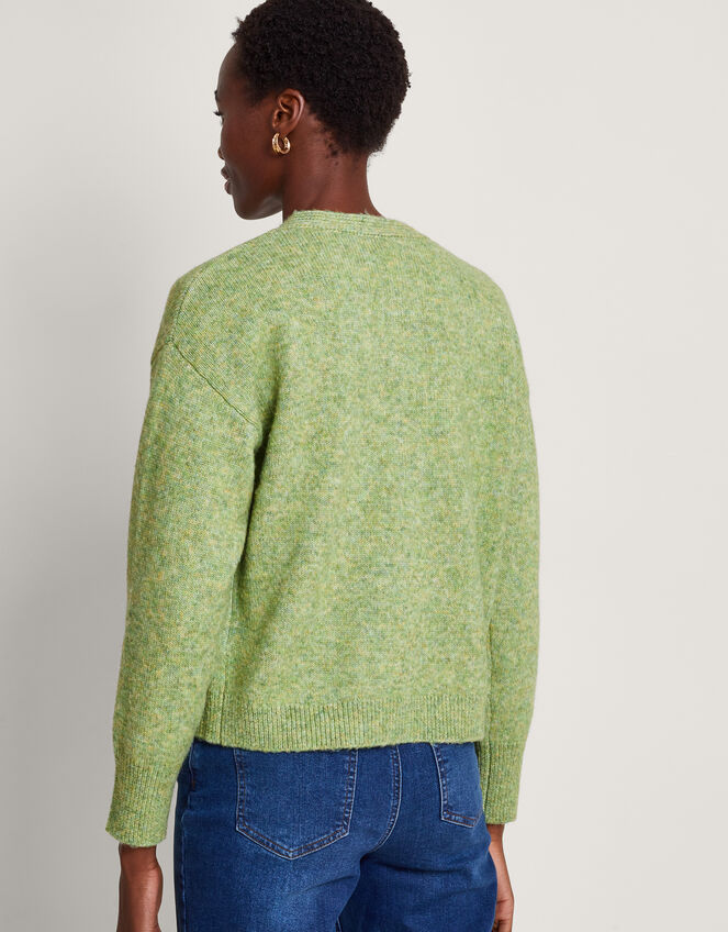 Fay Floral Embroidered Cardigan, Green (GREEN), large