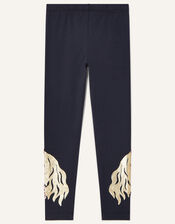 Horse Foil Leggings, Blue (NAVY), large