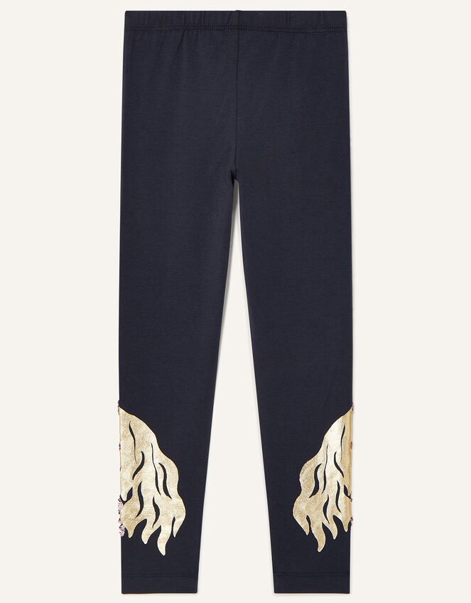 Horse Foil Leggings, Blue (NAVY), large