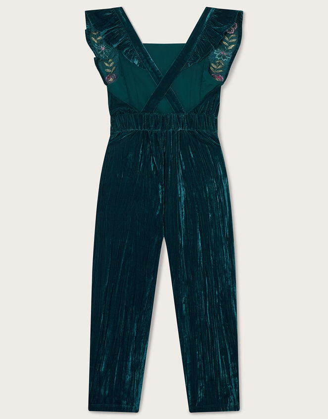 Boutique Embroidered Dungarees, Teal (TEAL), large