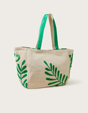Embroidered Beach Bag, Green (GREEN), large