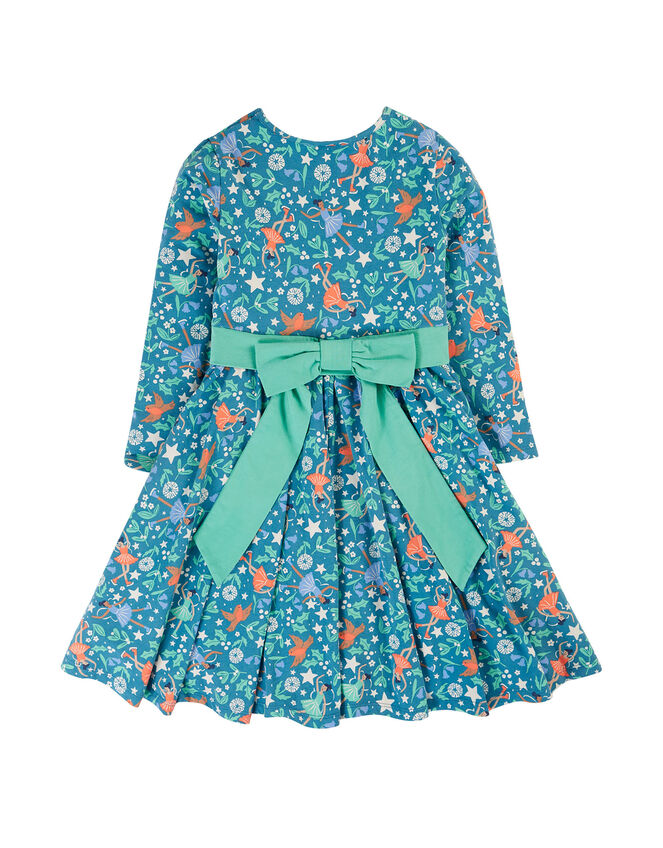 Frugi Enchanted Forest Print Skater Dress, Blue (BLUE), large