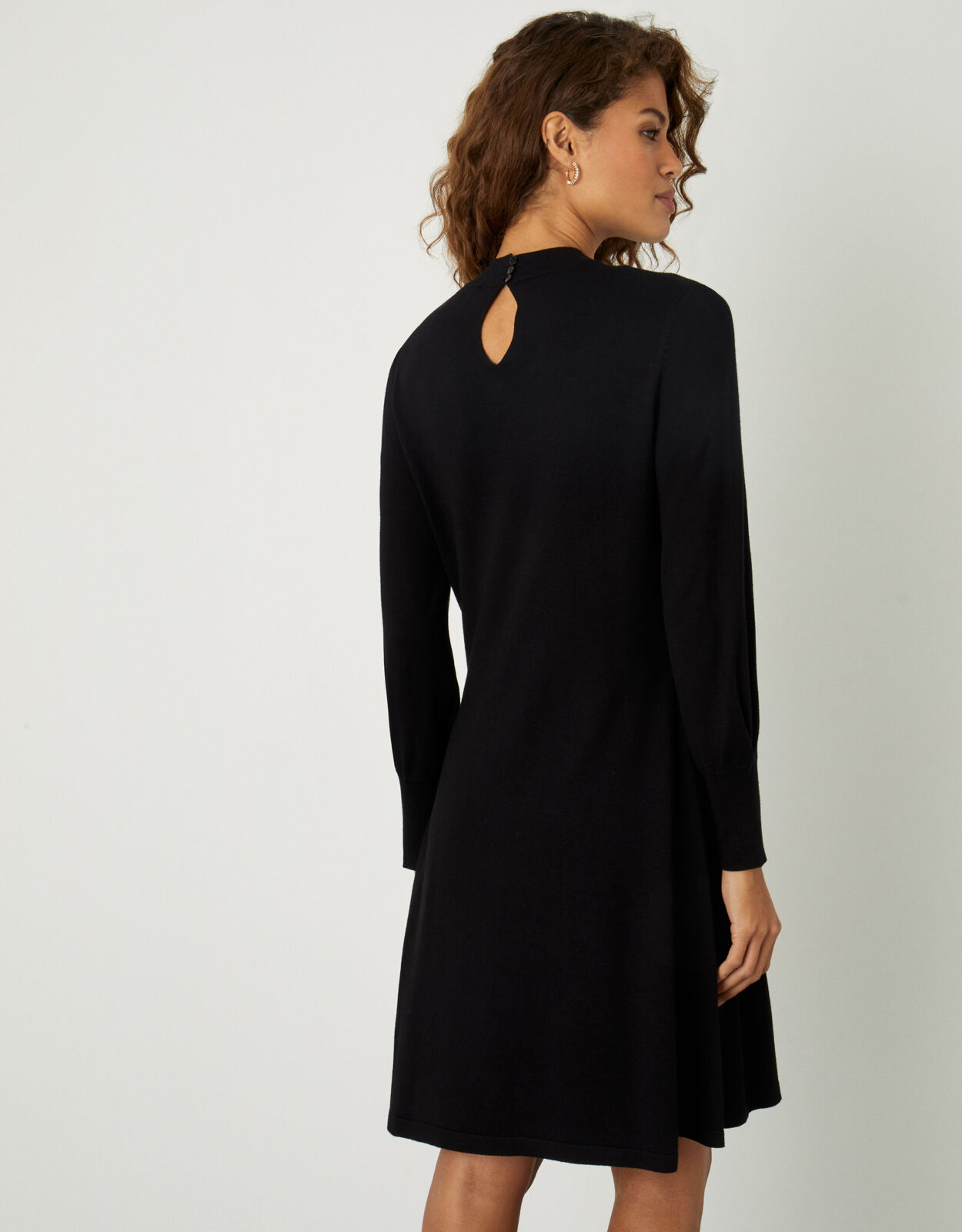 Twist Front Long Sleeve Dress Black