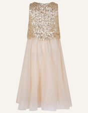 Sequin Scallop Dress , Gold (GOLD), large