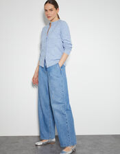Lenny Pearl Button Cardigan, Blue (LIGHT BLUE), large