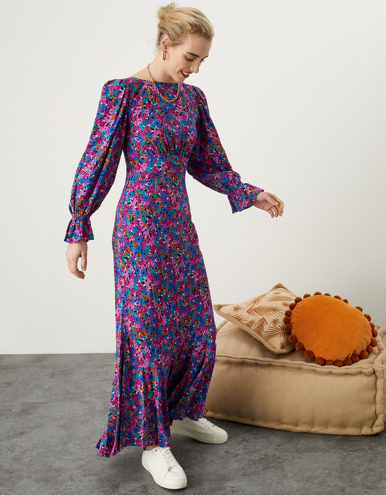 Long purple new arrivals floral dress