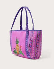Tropical Embroidered Large Tote Bag, , large