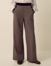 Jan Check Print Jersey Trousers, Brown (BROWN), large