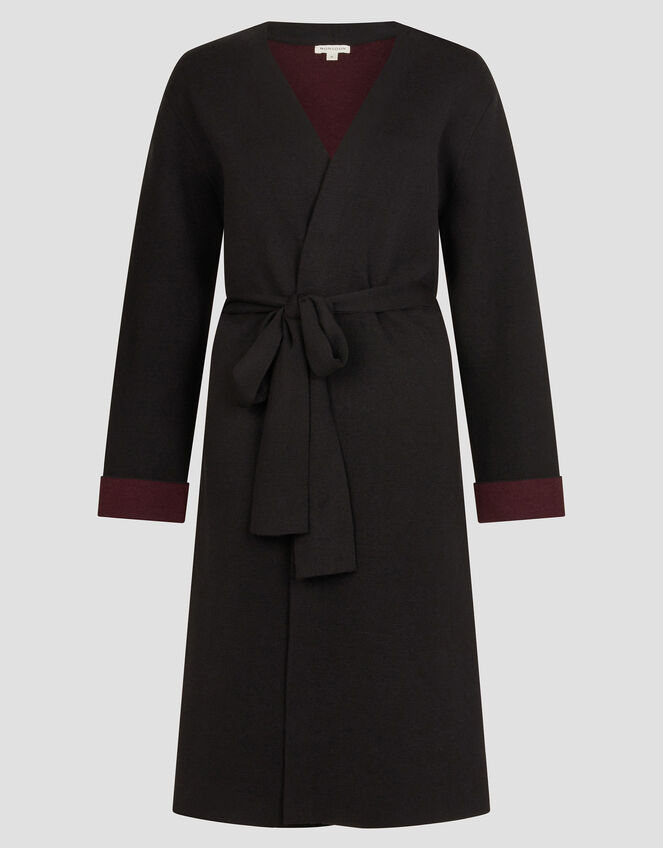 Beta Belted Longline Coatigan, Black (BLACK), large
