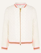 Bobble Bomber Jacket, White (WHITE), large