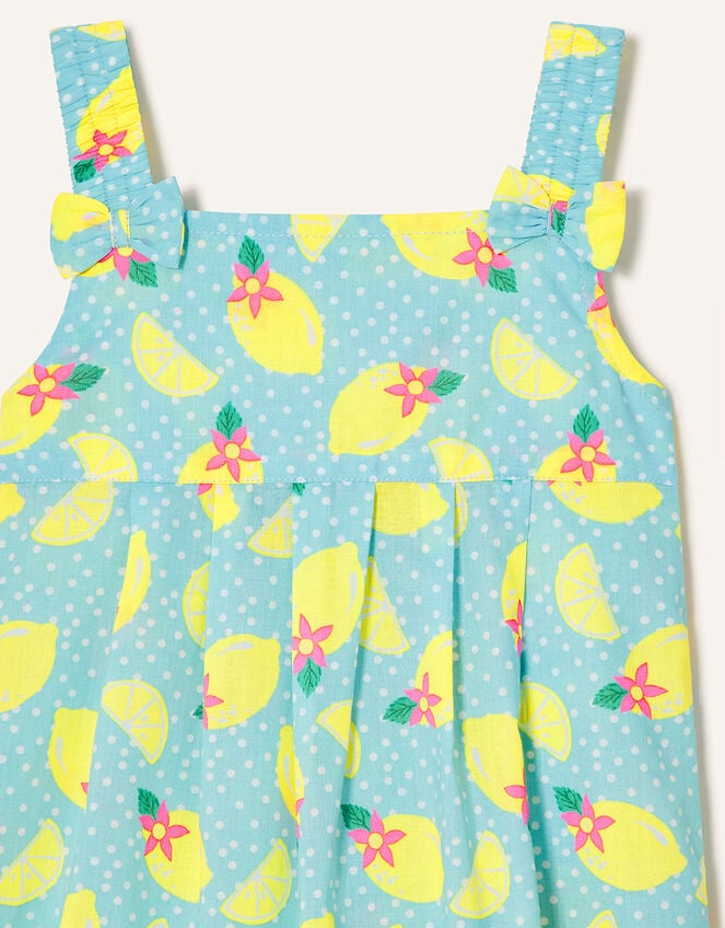 Baby Lemon Print Romper, Yellow (YELLOW), large