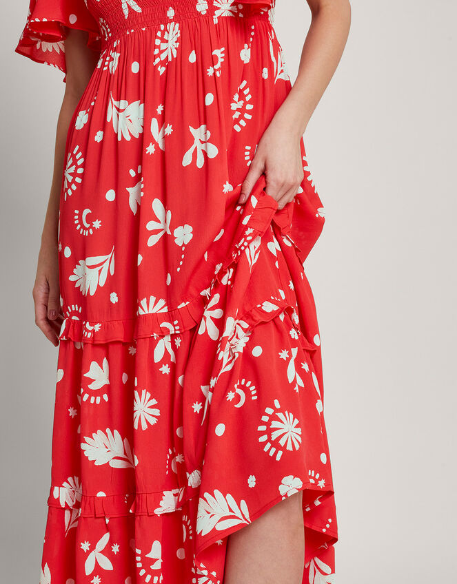 Lily Tiered Ruffle Dress, Red (RED), large