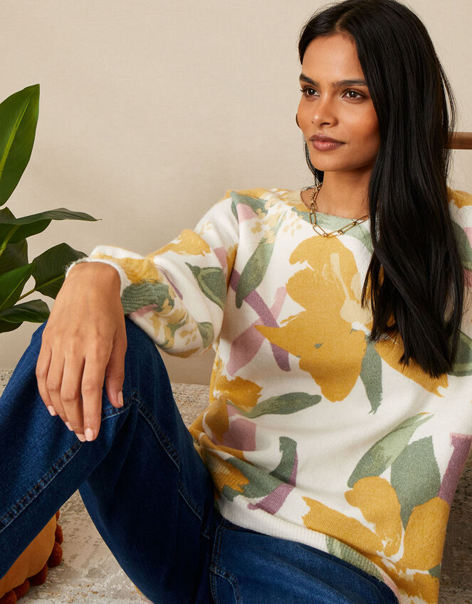 Flower Print Jumper, Ivory (IVORY), large